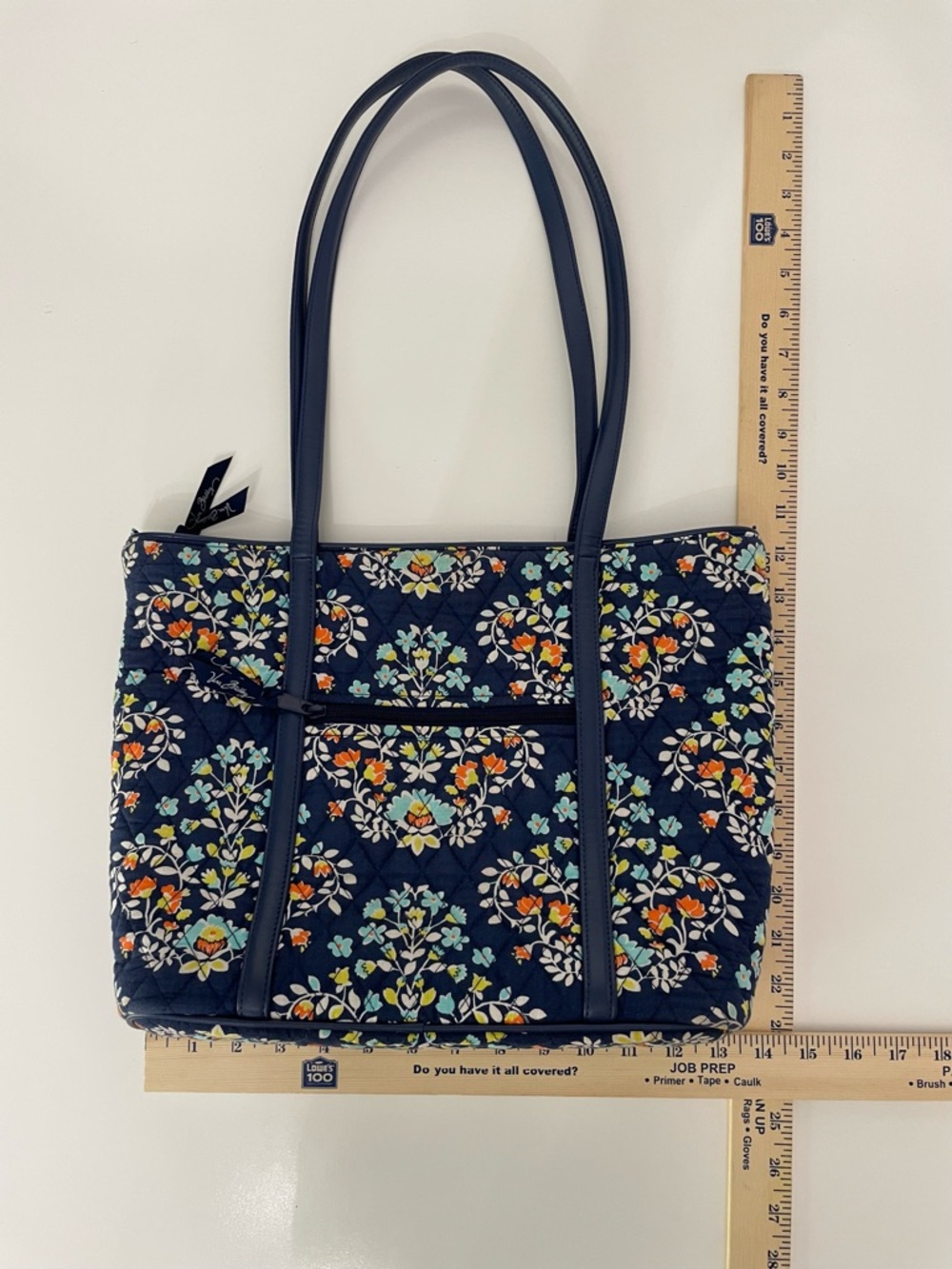 Vera Bradley Navy Chandelier Floral Quilted Shoulder Tote Bag Travel - Picture 9 of 11